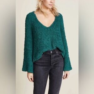 Free People, Sand Dune Sweater, Size Small in Teal